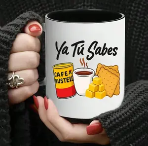 11oz Double Sided Printed Cafe Bustelo Ceramic Coffee Mug Iconic Spanish Design Hand Wash Only Reusable Cup Ideal Christmas Valentines Birthday Anniversary Gift for Teachers Parents Colleagues Her Him Home Office Daily Use