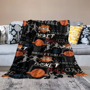Fashion  Basketball Flannel Blanket , Warm Lightweight Flannel Throw for Sofa, Bed, Travel, Camping,Office, Couch, Chair , Warm Nap Blanket for Home Office, Flannel Cozy Blanket