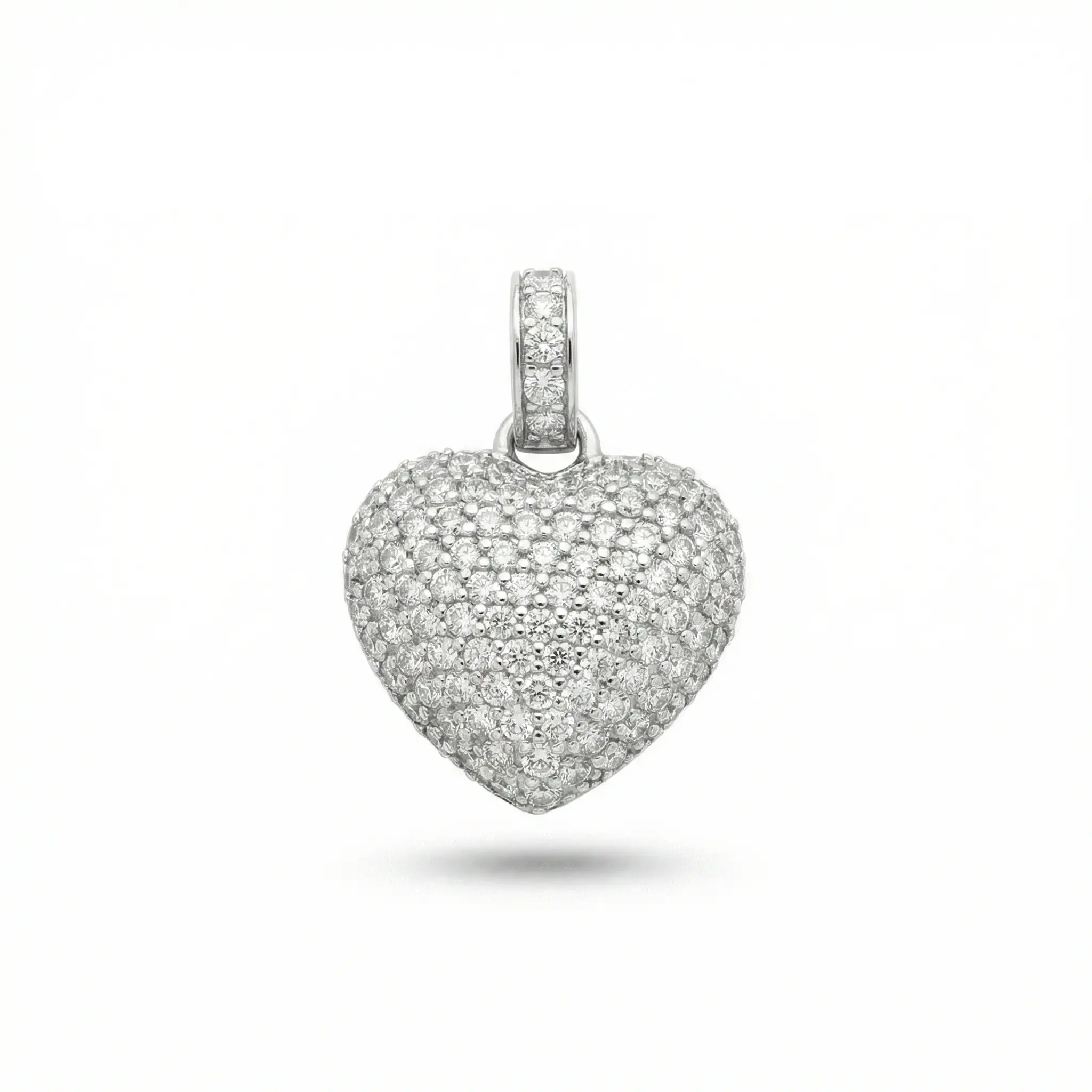Unisex Full Coverage Fully Flooded Heart Shape Moissanite Pendant with Moissanite Stones, Ideal Gift Choice