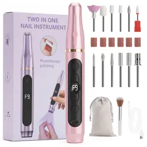 2-in-1 Wireless Electric Nail Drill (Built-in UV Lamp)  — Professional Electric Nail Kit with 9-Speed ​​Adjustment, Suitable for Acrylic & Gel Nails; 10-Hour Battery Life, Includes 12 Drill Bits.