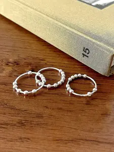 Beads Rotatable Anxiety Ring, Anxiety Relief Spinner Ring Fidget Ring for Women & Men, Stress Relief, Fashion Jewelry for Party, Daily Decor, Trendy All-match & Exquisite Jewelry for Birthday Gift, Band Rings