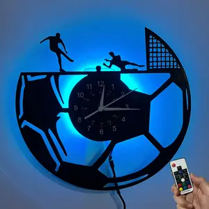 Colorful vinyl wall clock, football theme, home decoration, hotel decoration, office decoration, festival celebration decoration, birthday gift, holiday gift, graduation gift, tabletop decoration, 2026 football feast collection and commemoration item