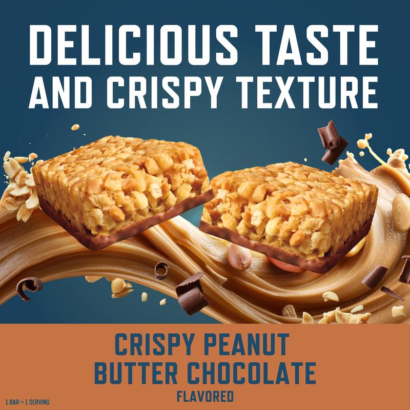 CLIF BUILDERS Protein Bars - Crispy Peanut Butter Chocolate Flavored - Reduced Sugar - Gluten Free (12 Pack)