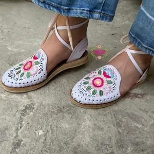Berenice Embroidered Lace Up Huaraches