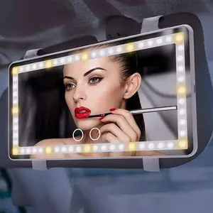 Joytutus Car Sun Visor Vanity Mirror with 60 Dimmable Touch Control LEDs, Rechargeable (50% Brighter, 60% More Energy Efficient), Universal Fit, Included Batteries, Led Car Ambient Light, Automotive Decoration Accessory