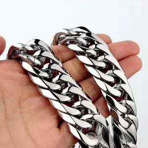 Hip-hop Men's Stainless Steel Titanium Steel Thick Necklace Double Weave Six-Sided Polished Cuban Link Chain Eco-Friendly Material Non-Fading