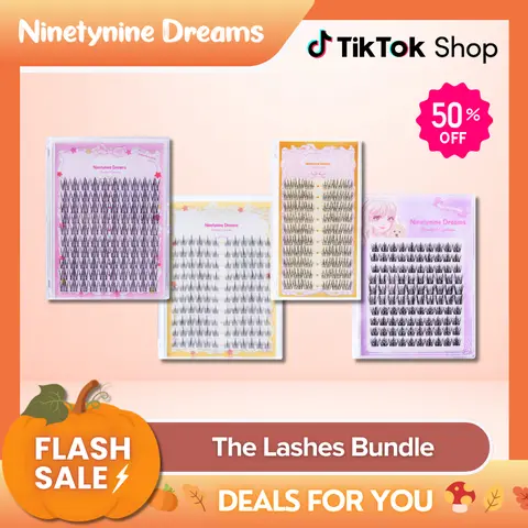 Ninetynine Dreams 380PCs Manhua Lashes Bundle - idol, Easy-Three-Steps, Butterfly, Sunflower | Waterproof Long-Lasting Reusable Beginner-Friendly DIY Lash Clusters Ultra-Thin Band Anime Manhua Natural Dramatic Individual False Lashes Mix