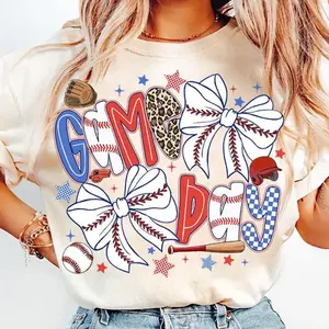 Cute Game Day Baseball Unisex T-Shirt Sports Clipart for Moms and Fans, Coquette Bow Baseball Unisex T-Shirt Baseball Doodle  Shirt