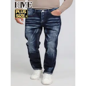 Big & Tall Men's Stretch Jeans Cotton Blend Dark Wash Straight Leg Denim Pants