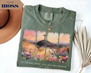 Comfort Colors® Christian Easter T-Shirt, Floral Bible Verse John 3:16 Tee Gift