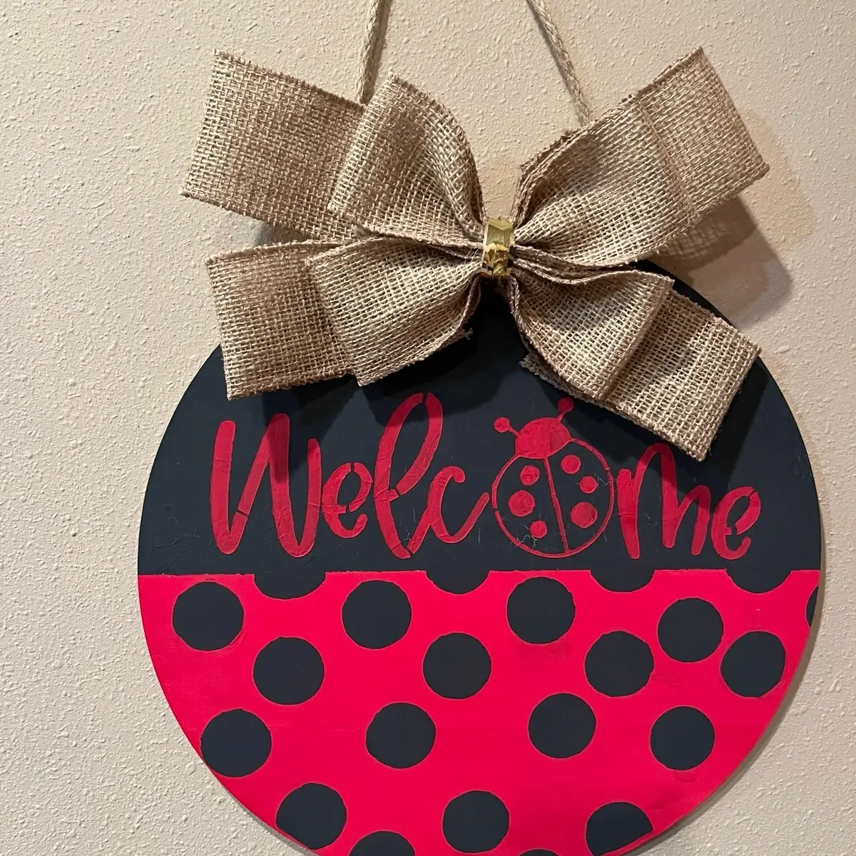 Lady Bug Welcome Door Hanger for Decorative Display classroom front