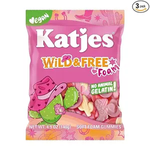 Katjes 3 Pack of Wild and Free Foam Gummy Candy, Cow Girl Themed Soft Foam Gummies for Bachelorette Parties and Bridal Showers, Vegan Gummies