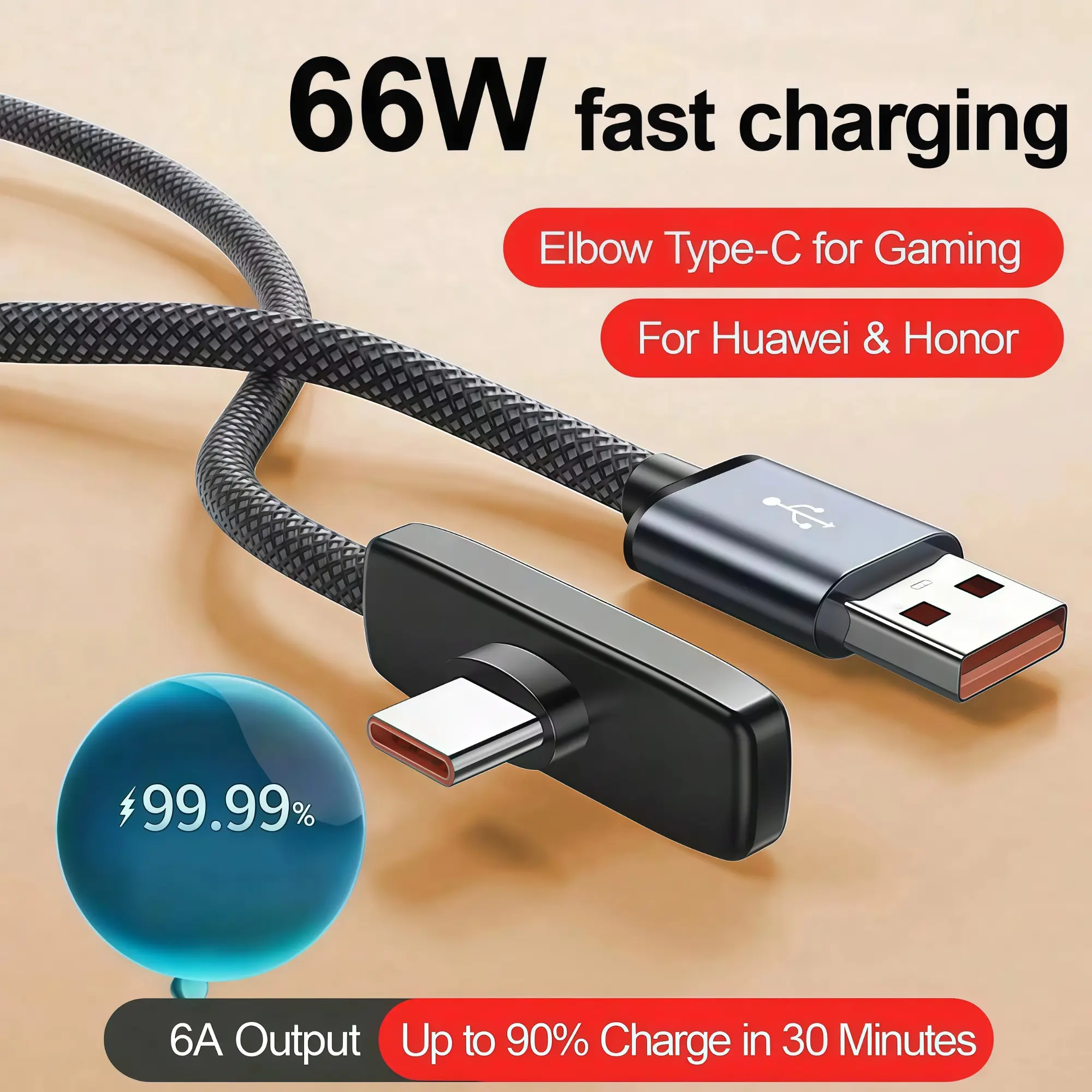 66w USB-A to Type-C Charging Cable, 3.3ft/4.9ft/6.6ft, Fast Charge for iPhone 17/16/15, iPad Pro/air/mini, Moto G, Pixel