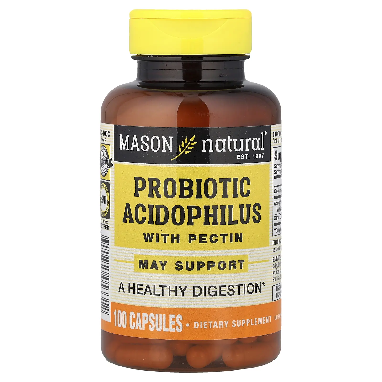 Mason Natural Probiotic Acidophilus with Pectin, 100 Capsules