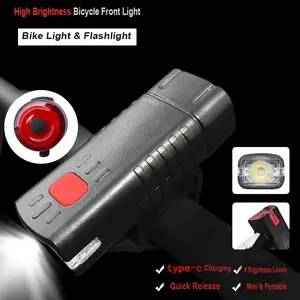 Type-C Fast Charging Bike Front Light, Quick-Release Bright Cycling Lantern, Four-Level Dimmable Portable Mountain Bike Night Riding Lamp, Bicycle Headlight