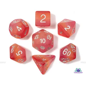 Frosted Lesbian Pride | Matte Pink, White, Orange, Lesbian Flag | LGBTQ+ Themed Dice Set (7)