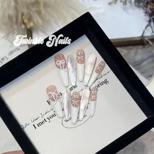 [Aurore] Hand-Worn Armor Thin Dog Cat Eye Pearl Nail Beauty Nude White French Detachable Nail Tip