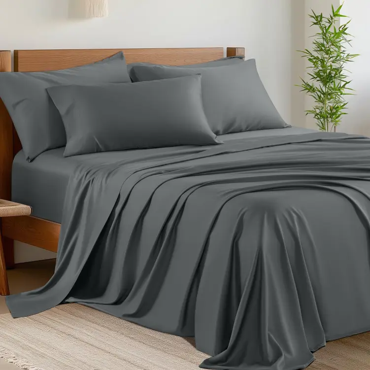 Sonoro Kate Bamboo Blend Bed Sheet Set, 4/6 Piece Set, Cooling, Silky Soft & Breathable Sheets with Deep Pockets, Machine Washable