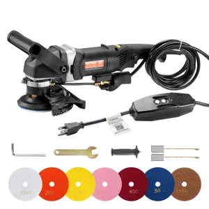 fathersdaygift  VEVOR Wet Polisher 800W, 4 Concrete Grinder with 6 Variable Speed and 7 Polishing Kits, Wet Grinder Machine for Marble, Granite, Stone, Rock, Tile, Equipped with a GFCI Switch, (700 - 3000 RPM)