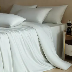 White Bamboo Fiber Duvet Cover Set Antibacterial Lyocell Mixed Soft Bedding Set Includes 1 Duvet Cover + 2 Pillowcases Solid Cooling Smooth Cool Bed Linen Set