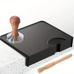 Silicone Tamping Pad with Coffee Brush Edge Protection Barista Accessories Workbench Coffee Powder Tamping Pad Suitable for Espresso Brewing Machines
