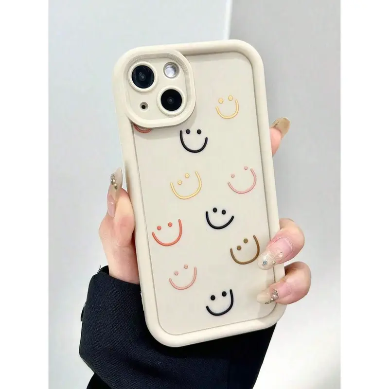 Slime 1pc Cute Smiling Face Matte Texture Shockproof Phone CaseSuitable For IPhone17/IPhone17 Air/IPhone17 Pro/IPhone17 Pro Max/16 Pro Max/15 Pro Max/14 Pro Max/13 Pro Max/12 Pro Max/11 Pro Max Waterproof Anti-Fall Scratch Resistant