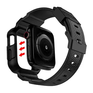 Rugged Band Strap with Case Compatible with Apple Watch/iWatch Band 46mm 45mm 44mm 42mm 40mm SE2 SE Series 10 9 8 7 6 5 4 3 2 1 Smart Watch Straps, Wearable Tech Accessories
