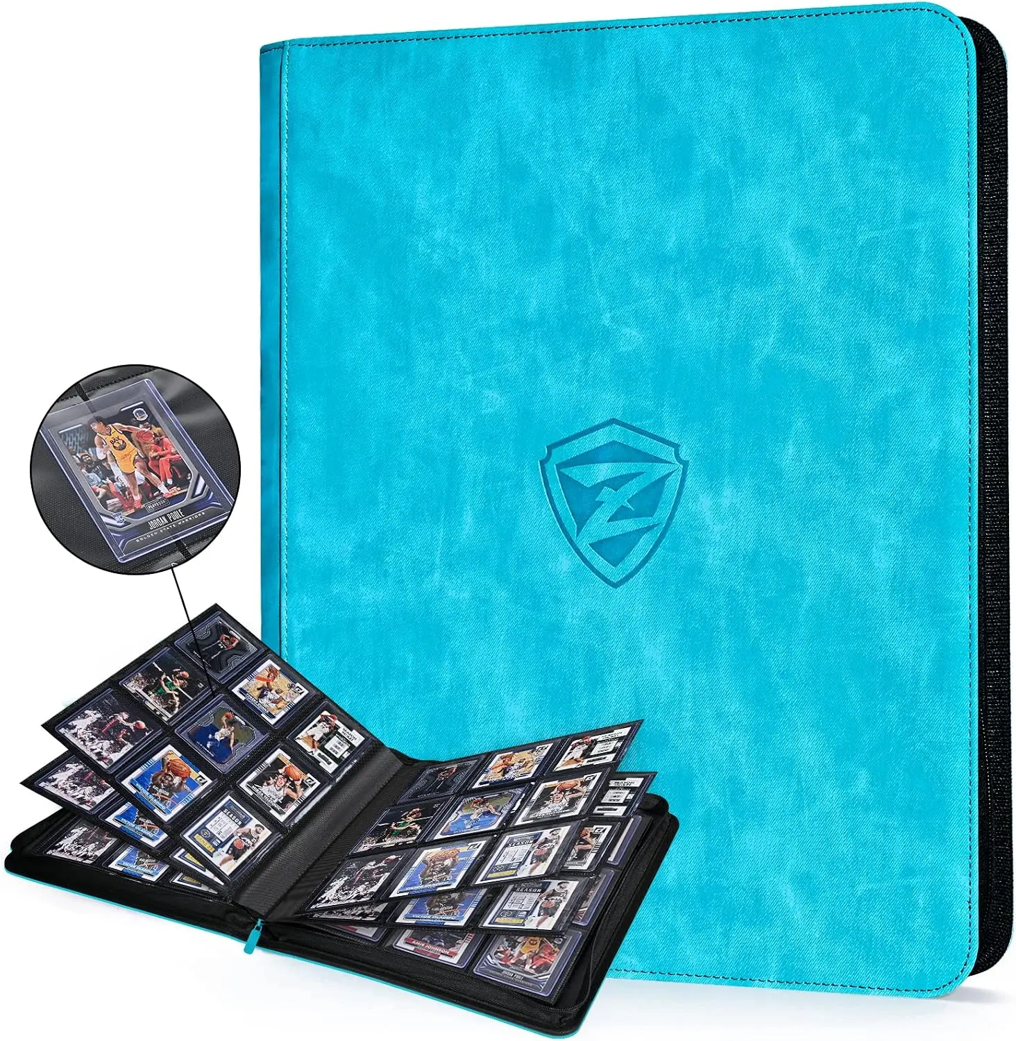 ZLCA 9 Pocket Toploader Trading Card Binder 252 Cards  | Holds up to 252 standard 3" x 4" top loaders in double-sided pages. Features a portable zip closure and premium cover.
