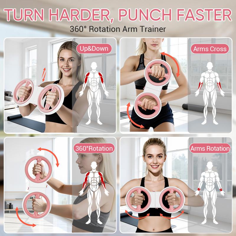 3-IN-1 Forearm Strength Trainer - All-in-One 360° Rotator Burn Machine, Detachable Dumbbells & Chest Expander, Arm Exercise Equipment Adjustable Resistance, Portable Shoulder Strength Training for Upper Body Training；Dorm-friendly strength builder