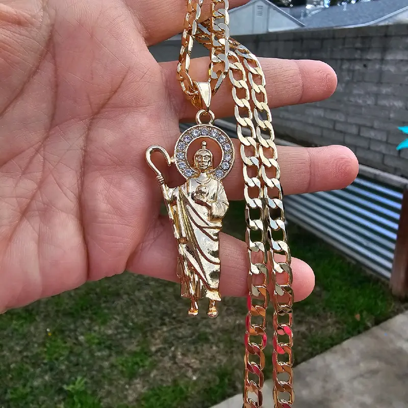 Gold san judas tadeo necklace