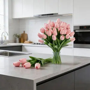 Artificial pink tulips, suitable for weddings, homes, hotels, offices, weddings, parties, home gardens, porches, cottage decorations, courtyards, window frame decorations, Valentine's Day, Decorative Flowers