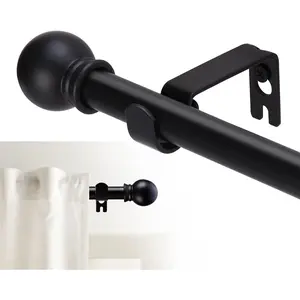 Curtain Rods for windows 32-48 inch, 5/8 inch Decorative Curtain Rod Set, Matte Black Splicing Heavy Duty Metal Curtain Rod with Brackets