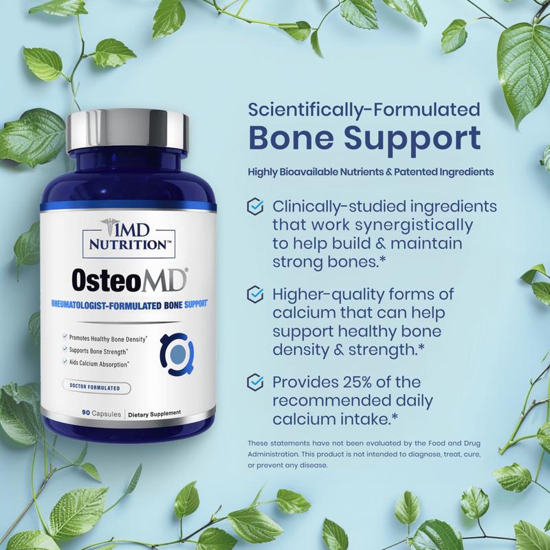 1MD Nutrition OsteoMD -Comprehensive Bone Density Support - Vitamin D3 & K2, Calcium & Calzbone Extract