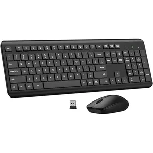 Wireless Keyboard and Mouse Combo – Full Size Ergonomic Keyboard with Optical Mouse, 2.4G Wireless Connection, Compatible with PC, Laptop, Windows and Mac