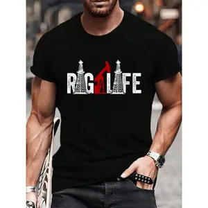 100% Cotton Oil Rig Life Oilfield Worker Oil Driller Man Oilman Drilling T-Shirt Women's Men's Graphic Tee Crew Neck summer vacation Tops