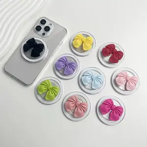 Cute Colorful Bowknot Phone Grip Socket Talk Phone Holder For Magsafe IPhone Mac Samsung Safe Ring Finger Expanding Stand
