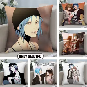 PIKPAKA Life Is S-Strange Anime Cushion Cover Soft Short Plush Fabric Double-Sided Print Organic Breathable Sofa Pillow Case, Home Machine Washable In Warm Winter Perfect For Home Decor Warm Winter Home Child Gift