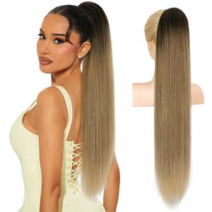 [Iridescent] 30 Inch Long Straight Claw Ponytail Extension Claw Clip in Ponytails Hair Natural Soft Synthetic Pony Tail Hairpieces for Daily Use