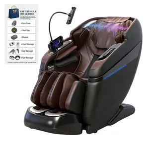3xRelax Massage Chair BV-4 4D Rollers Music Rhythm Massage, Massage to Your Music, Full Body Shiatsu, Zero Gravity, Heated Legs & Feet, AI Voice, Bluetooth, Body Scan, Rollers Adjustable, Dark Brown/White