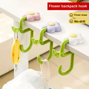 Flower Shaped Nail-Free Desk Hook, Strong Load-Bearing Movable Adjustable Schoolbag Backpack Hanger, Multifunctional Office Home Bag Organizer