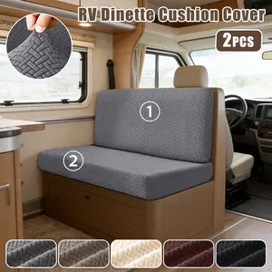 1 Set Jacquard RV Dinette Cushion Covers Elastic Fabric Camper Car Sofa Slipcovers Solid Colors Removable Bench Cover Anti-dirt