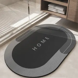 Non-Slip  Diatomite Bath Mat - 40*60cm Super Absorbent Quick Dry Rubber Pad for Shower/Tub - Low Profile Under Door Bath Rug ,made of diatomaceous earth, Bathroom