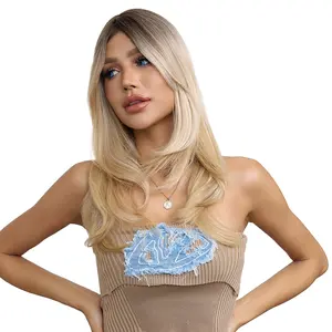 abHair 22" Long Synthetic Wig with Bangs, Long Straight Synthetic Wig for Daily Wear
