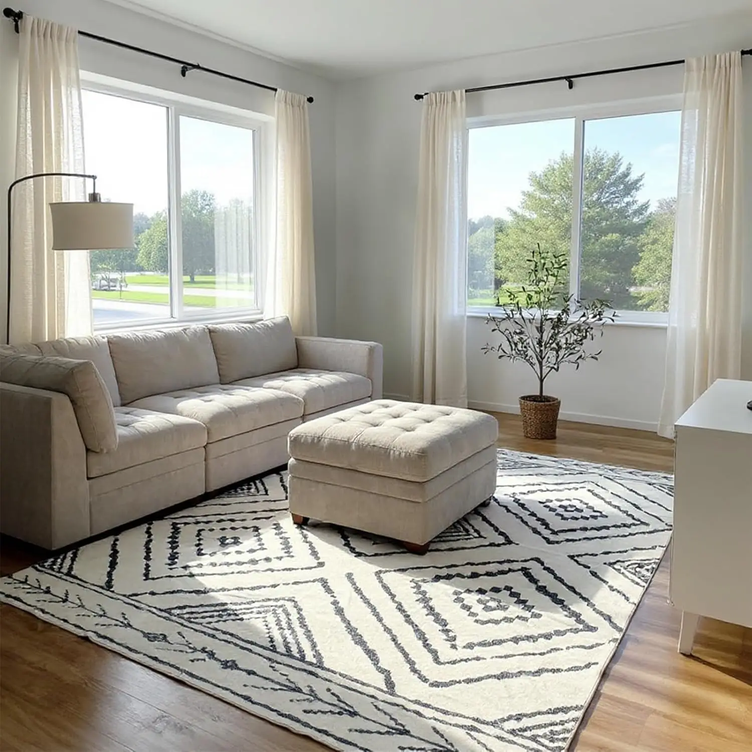 BESTSWEETIE Washable Rugs for Living Room 8x10ft Geometric Design Ultra Soft Durable Faux Wool Moroccan Runner Rug Non Slip TPR Backing Low Pile Machi