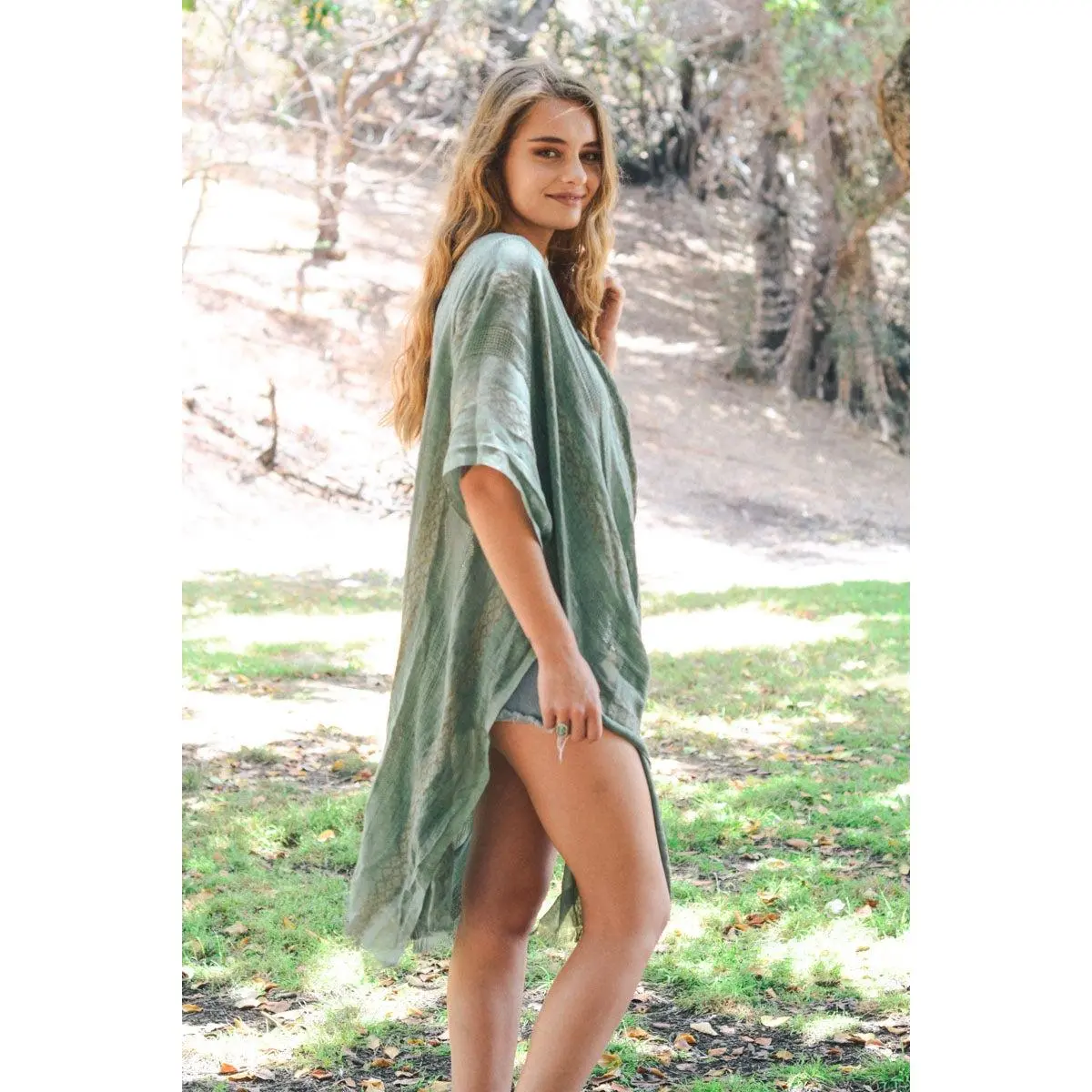 Women’s Woven Longline Tribal Kimono Cardigan Boho Fringe Cover Up, Lightweight Open Front Duster, Festival & Beachwear Kimono