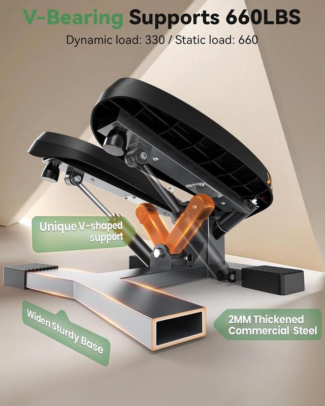 Stair Stepper,Twist/Mini Stepper for Exercise at Home,Step Machine with Resistance Bands for Full Body Workout, 350lbs+ Capacity