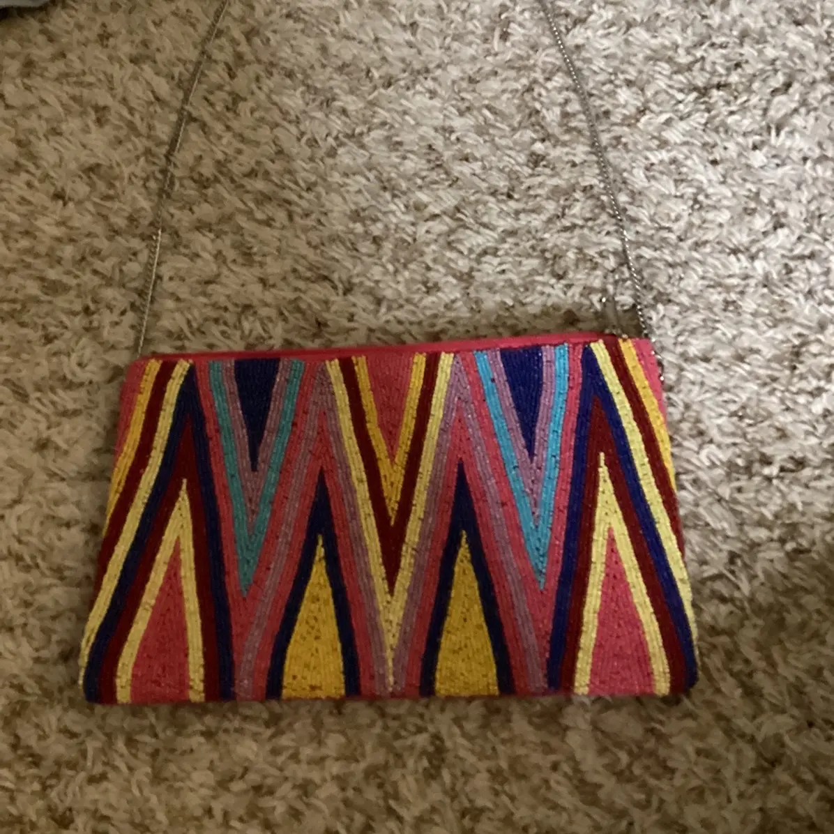 Up and down beaded colorful clutch