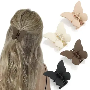 Butterfly Hair Clips for Women and Girls - 4 count Nonslip Matte Jaw Clips, Gifts for Thin to Medium Hair Accessories