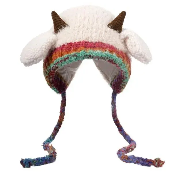 Christmas funny lamb hat (It can be used as a handbag，A hat has multiple uses.) Knitted ear protection windproof warm hat can be worn by both adults and children, regardless of the size of the head circumference.