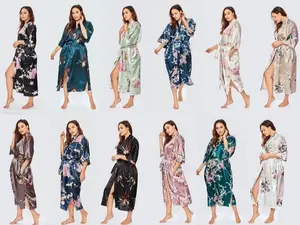 Plus Size Kimono Robes (Multiple Designs) - Long  KIM+ONO Curve Collection in Satin - Gifts for Brides, Bridesmaids & Anniversaries